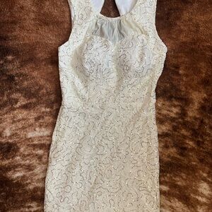 City Triangles Cream Lace Mini Dress